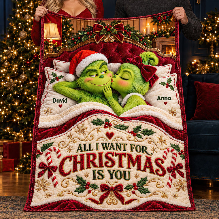 Lovely Peck On The Cheek Of Mischief Couple - Personalized Blanket KN100257