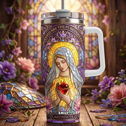 Blessed Pure Heart - Personalized 40oz Tumbler With Handle TC100037