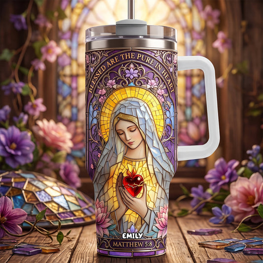Blessed Pure Heart - Personalized 40oz Tumbler With Handle TC100037