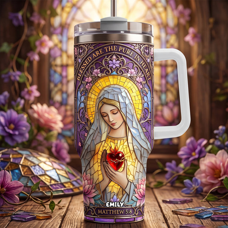 Blessed Pure Heart - Personalized 40oz Tumbler With Handle TC100037