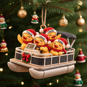 Ducking Fun Pontoon Ride - Personalized Ornament Gifts KN100267