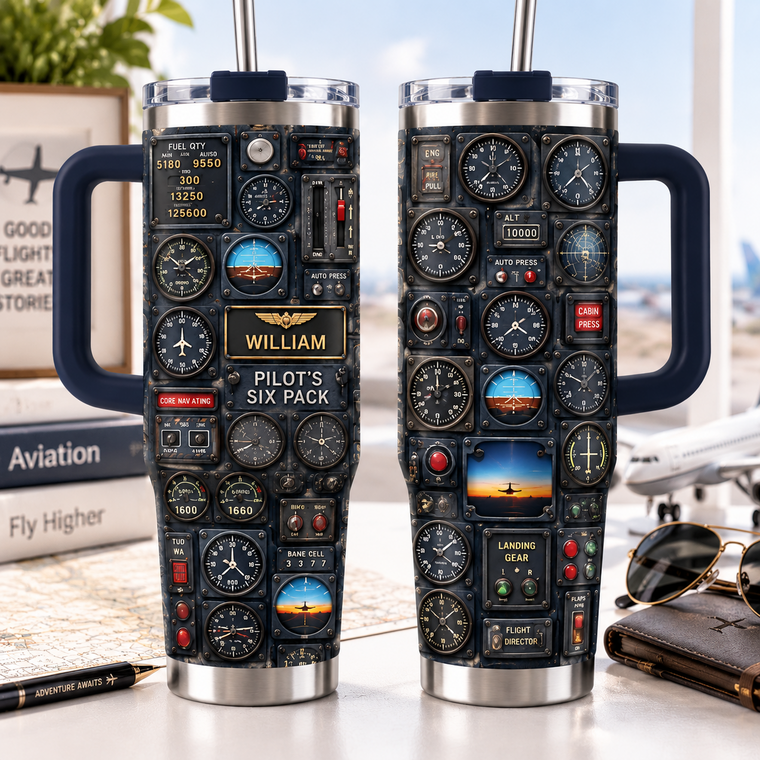 Pilot's Cockpit - Personalized 40oz Tumbler With Handle TC100081