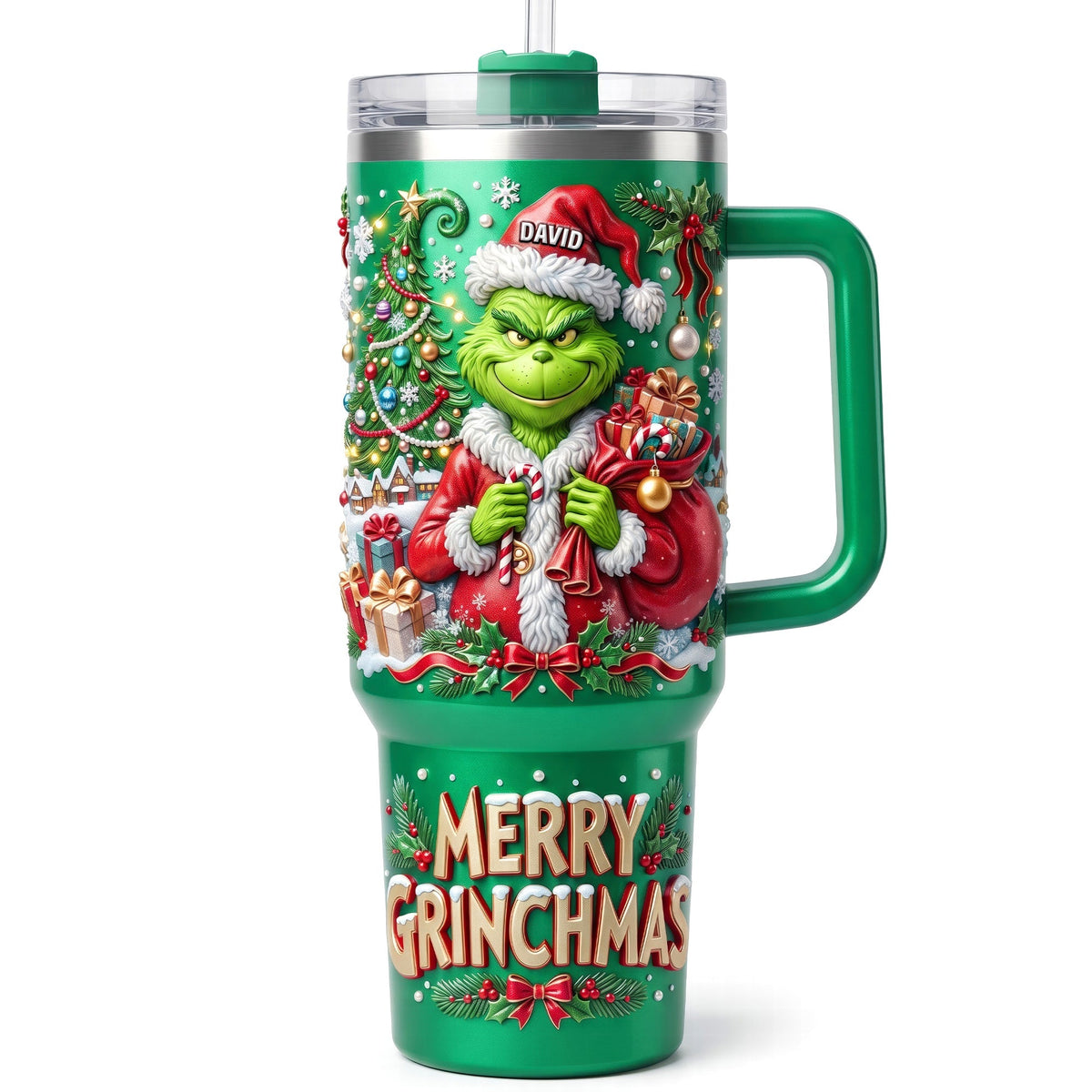 Green Monster Merry Greenmas - Personalized 40oz Tumbler With Handle TC100178