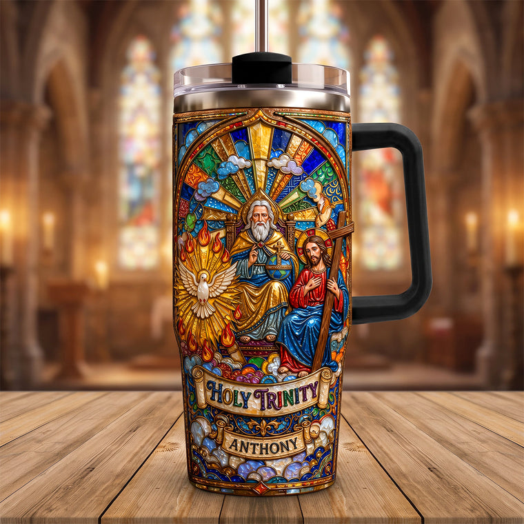 Holy Trinity 40oz Tumbler With Handle - Personalized Gifts For Christians - Personalized 40oz Tumbler With Handle TC100036