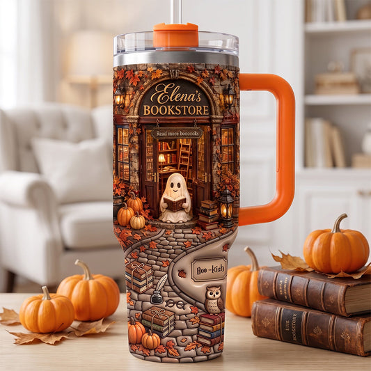 Autumn Boo Bookaholic 40oz Tumbler With Handle, Personalized Gifts For Book Lovers - Personalized 40oz Tumbler With Handle TC100052