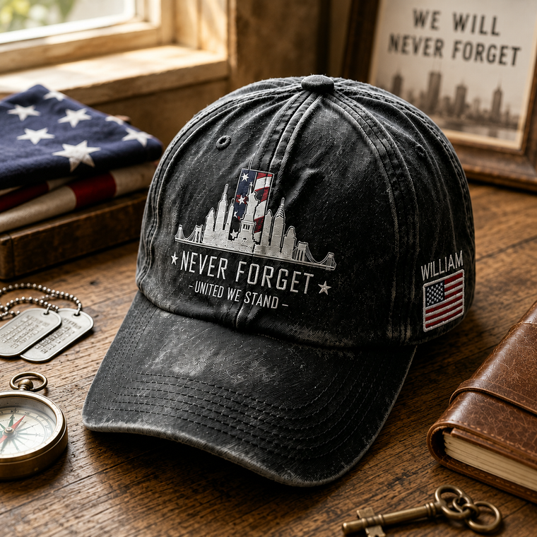 Never Forget Memorial – Personalized Classic Cap – Patriotic Gift for Americans TC100005