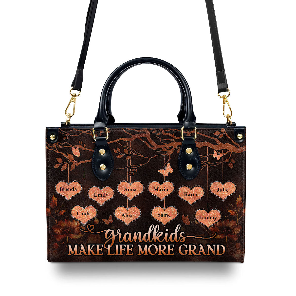 Grandkids Make Life More Grand - Personalized Leather Handbag GMJSLB200009