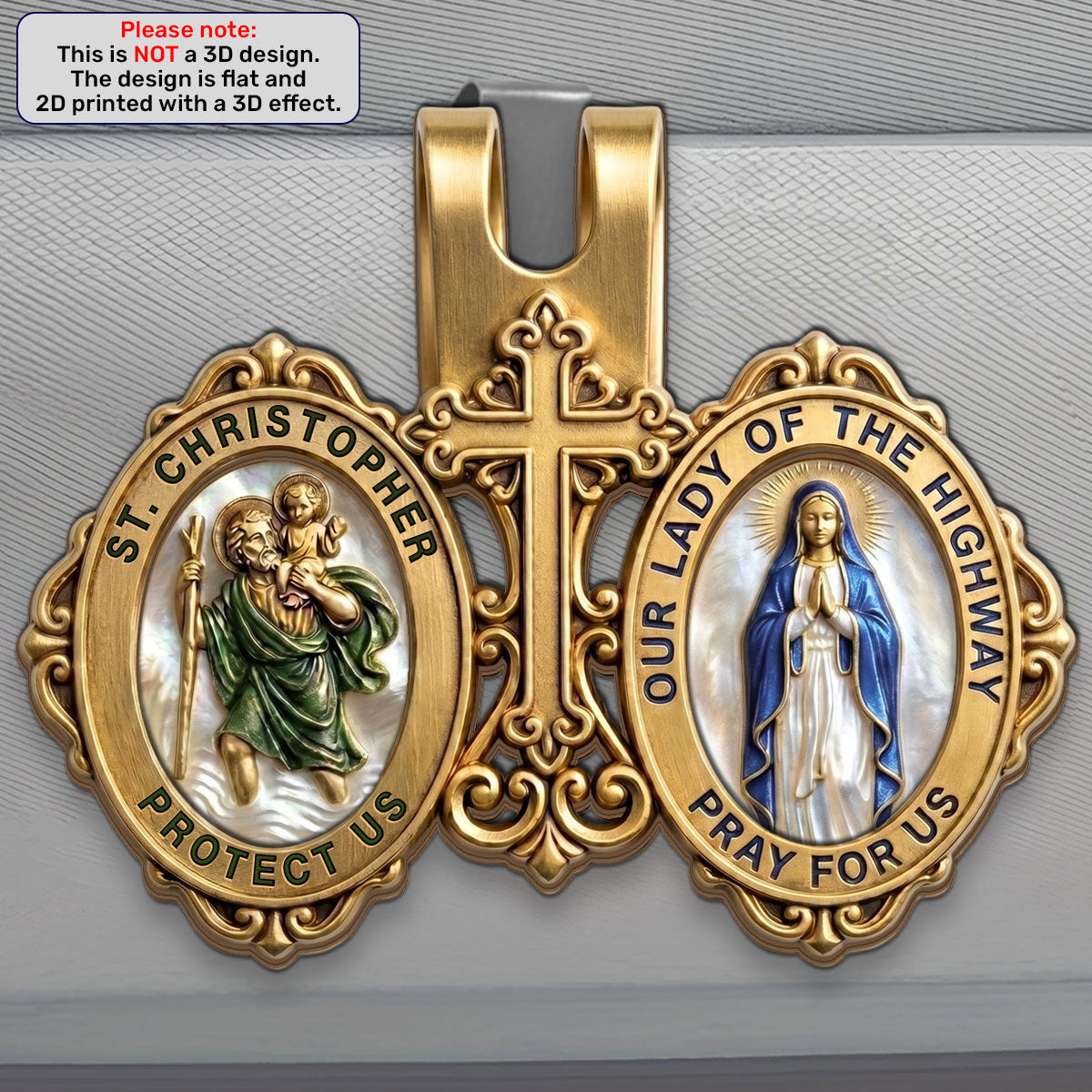 St. Christopher & Mary Protection - Car Visor Clip