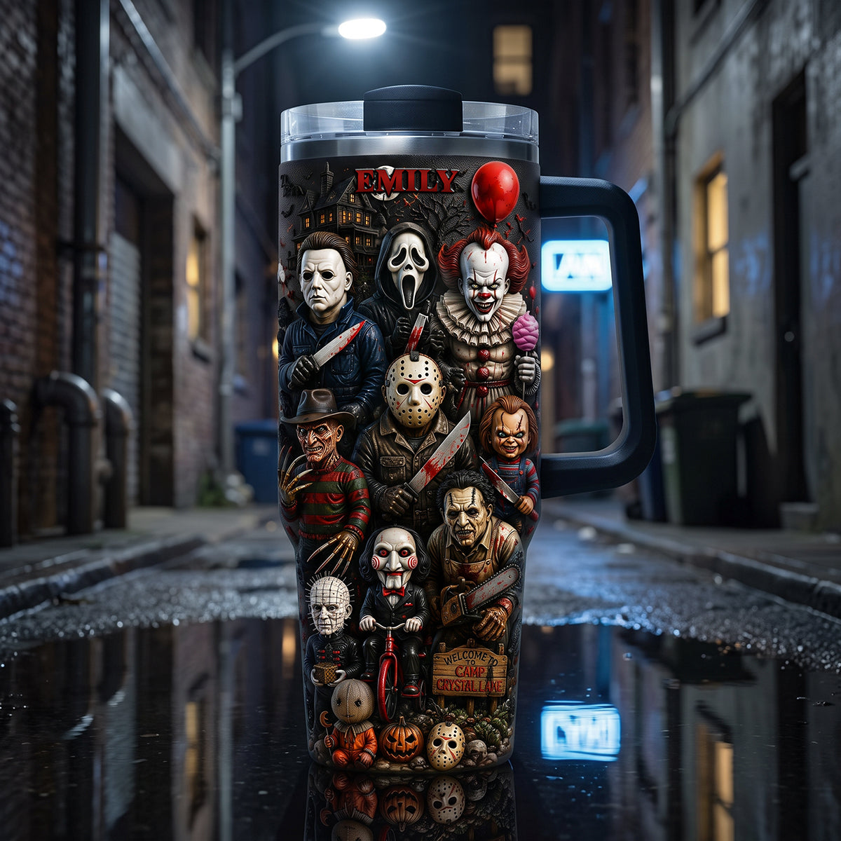Horror Characters Are Watching You - Personalized 40oz Tumbler With Handle TC100091