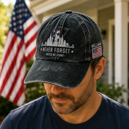 Never Forget Memorial – Personalized Classic Cap – Patriotic Gift for Americans TC100005