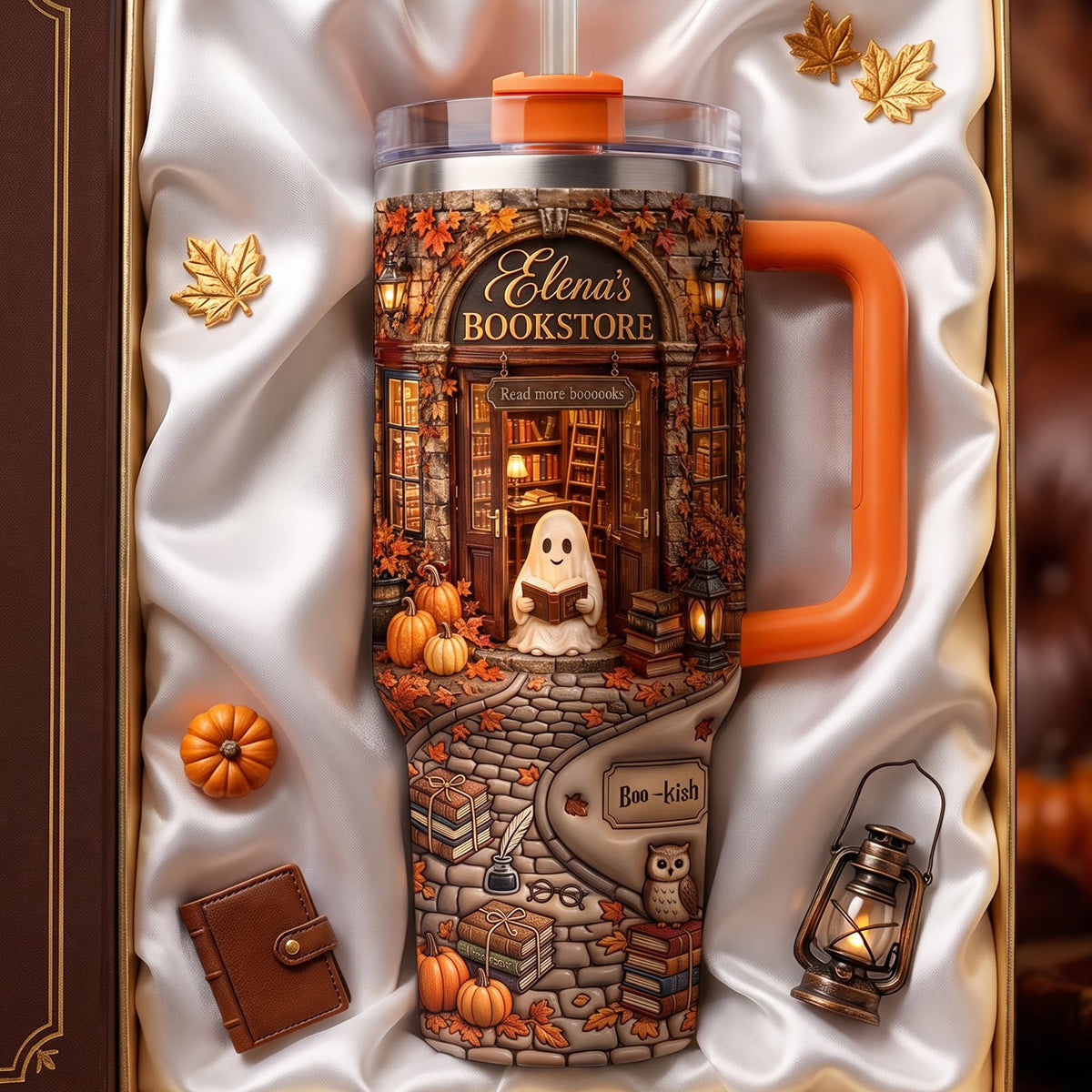 Autumn Boo Bookaholic 40oz Tumbler With Handle, Personalized Gifts For Book Lovers - Personalized 40oz Tumbler With Handle TC100052