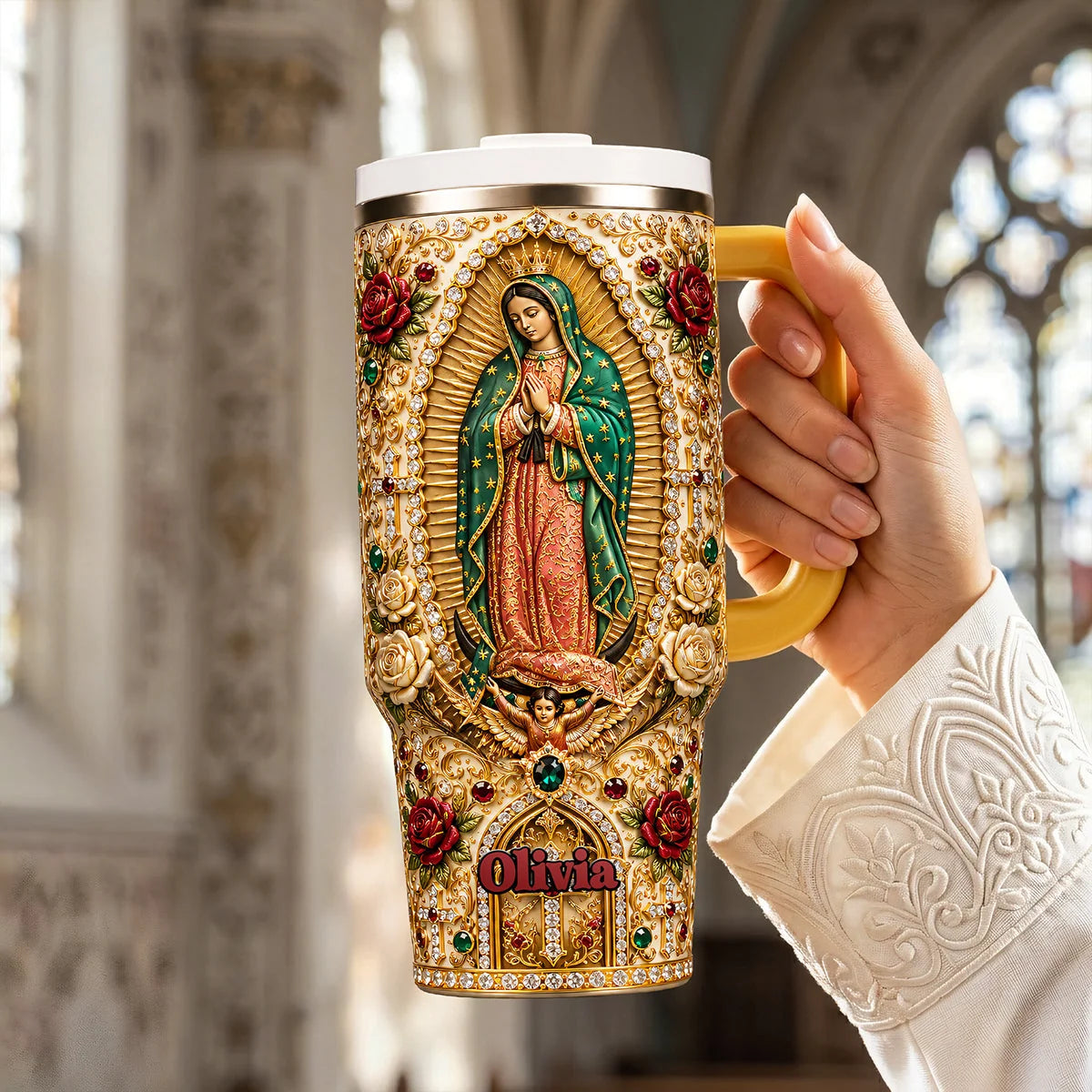 Jesus & Virgin Mary Christian - Personalized 40oz Tumbler With Handle GST200001
