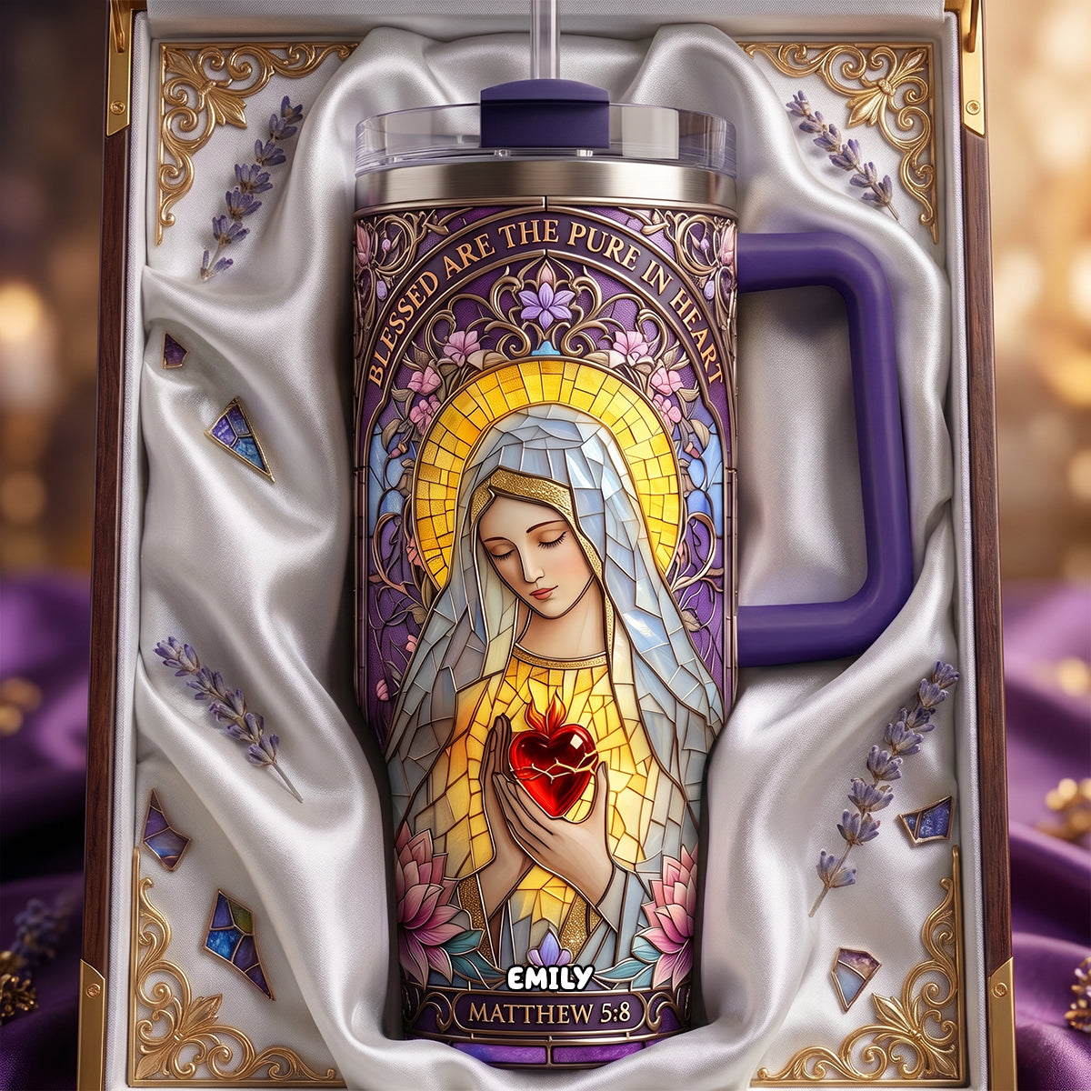 Blessed Pure Heart - Personalized 40oz Tumbler With Handle TC100037