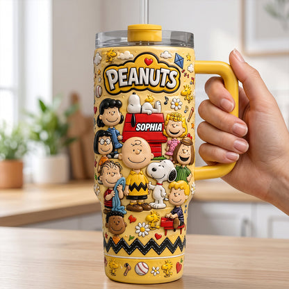 Vintage Cartoon Friends - Personalized 40oz Tumbler With Handle TC100160