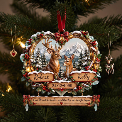 Deer Couple Christmas - Personalized Ornament Gifts VT100103