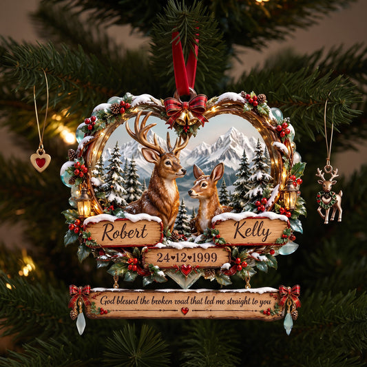 Deer Couple Christmas - Personalized Ornament Gifts VT100103