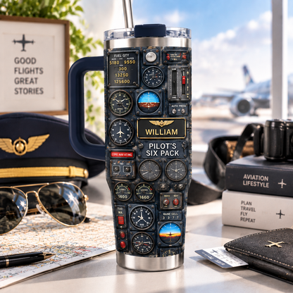 Pilot's Cockpit - Personalized 40oz Tumbler With Handle TC100081