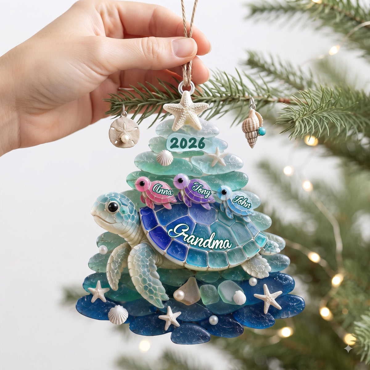 Blessed To Be Called Grandma Turtle - Personalized Ornament Gifts VT100153