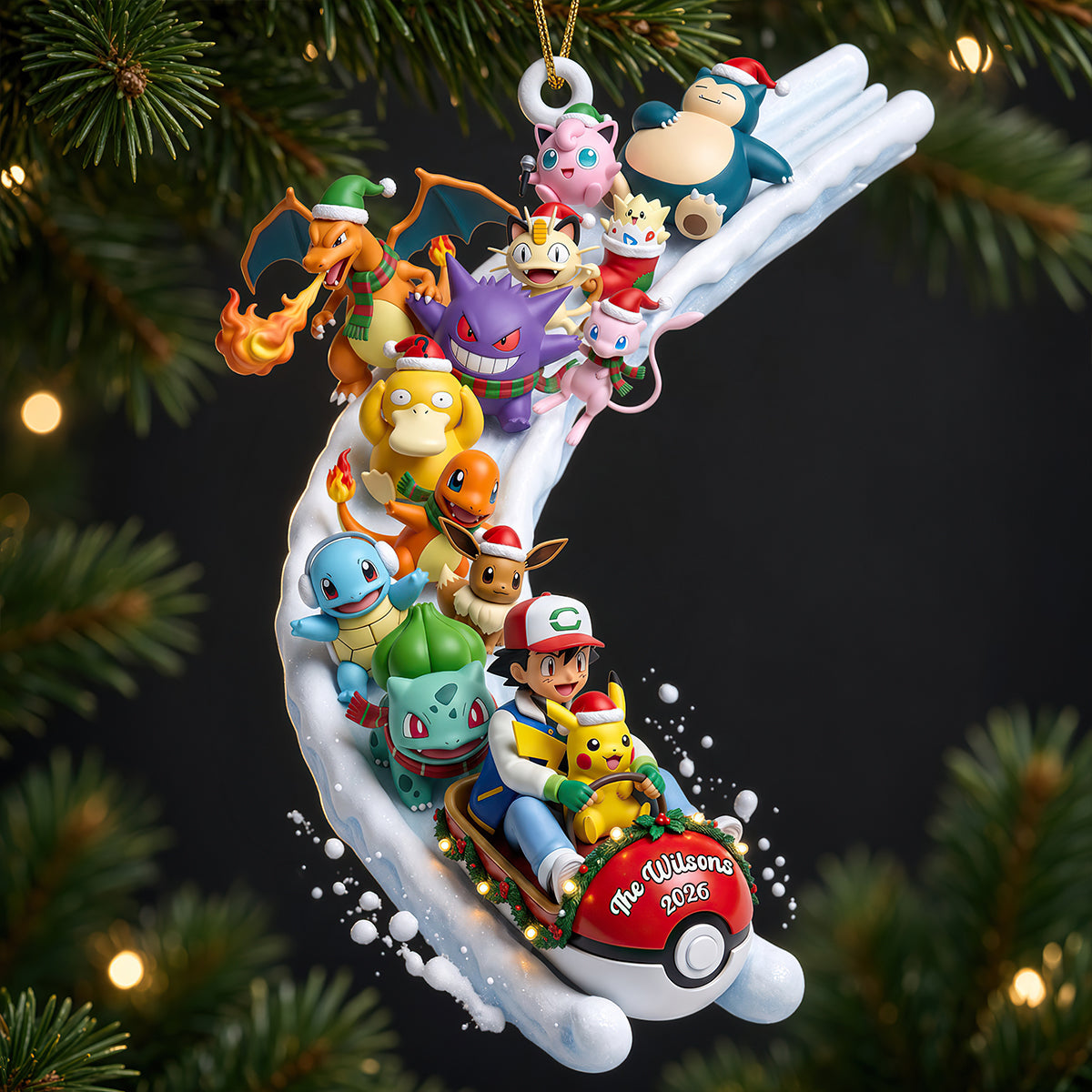 Cute Monster On Snow Slide - Personalized Ornament Gifts TC100149