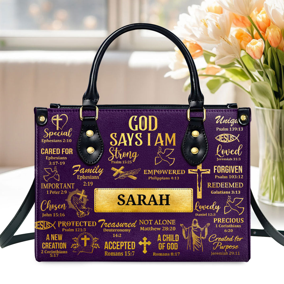 What God Says About You - Personalized Leather Handbag GMJSLB200083
