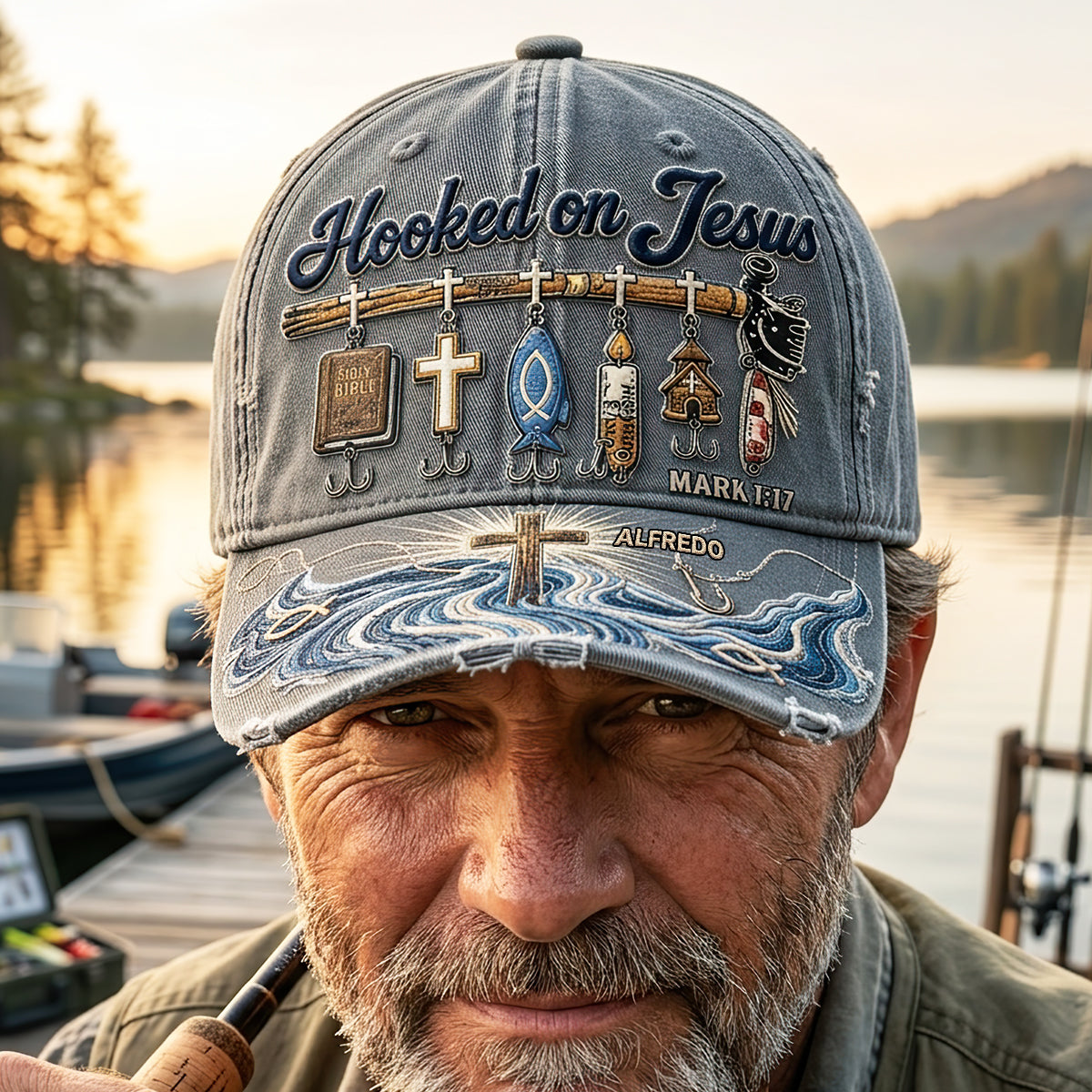 Hooked On Jesus - Personalized Classic Cap TC100024