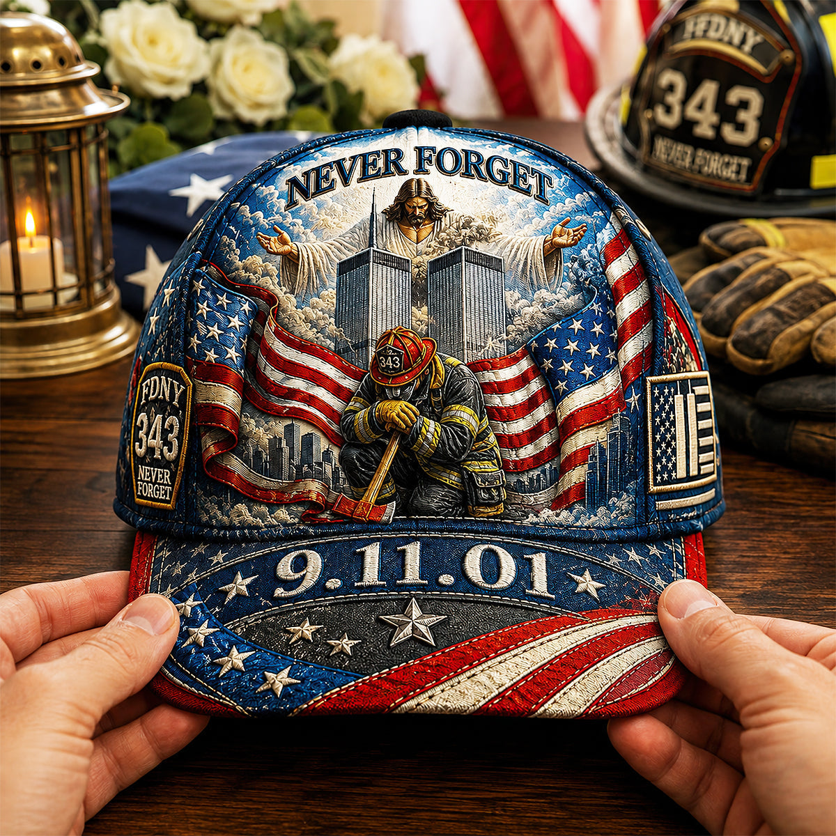 God Blessed Our Fallen Firefighters Memorial - Personalized Classic Cap - Patriotic Gift For Americans TC100003