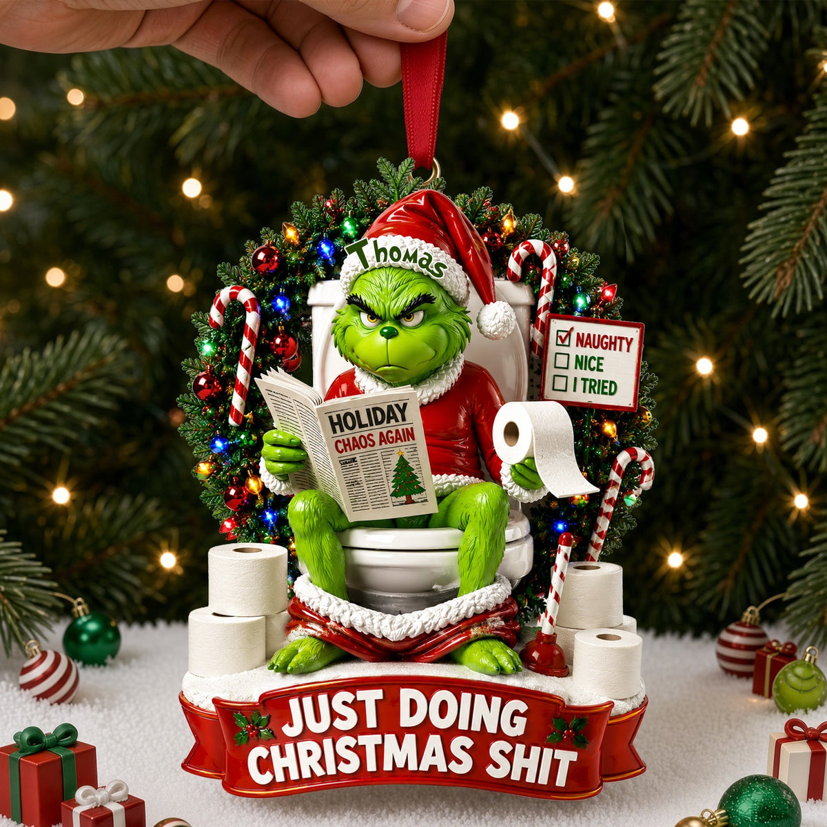 Hilarious Character Bathroom - Personalized Ornament Gifts TC100161