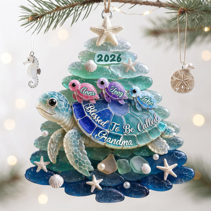 Blessed To Be Called Grandma Turtle - Personalized Ornament Gifts VT100153