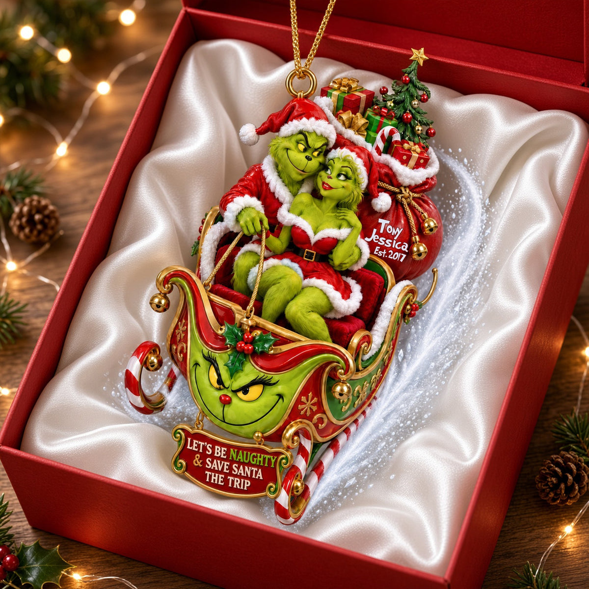 Fun Mischievous Snow Ride - Personalized Ornament Gifts TC100163