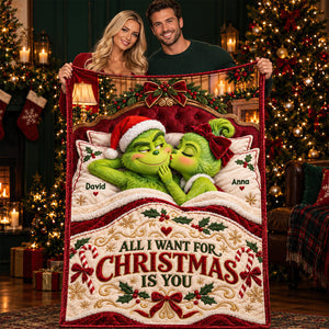 Lovely Peck On The Cheek Of Mischief Couple - Personalized Blanket KN100257