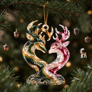 Old Buck And his Sweet Doe Marble Effect - Personalized Ornament Gifts KN100271