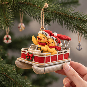 Ducking Fun Pontoon Ride - Personalized Ornament Gifts KN100267