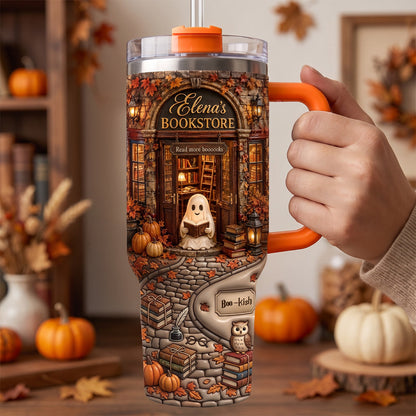 Autumn Boo Bookaholic 40oz Tumbler With Handle, Personalized Gifts For Book Lovers - Personalized 40oz Tumbler With Handle TC100052