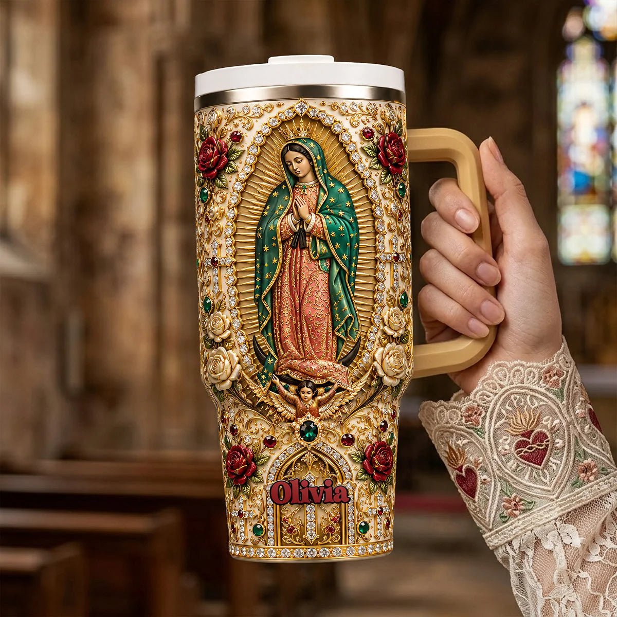 Jesus & Virgin Mary Christian - Personalized 40oz Tumbler With Handle GST200001