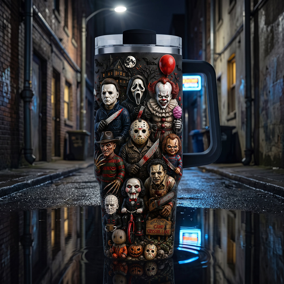 Horror Characters Are Watching You - Personalized 40oz Tumbler With Handle TC100091