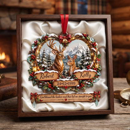Deer Couple Christmas - Personalized Ornament Gifts VT100103