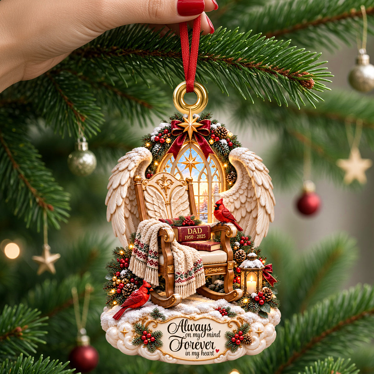 Angel Wings Memorial - Personalized Ornament Gifts KN100253