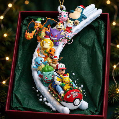 Cute Monster On Snow Slide - Personalized Ornament Gifts TC100149