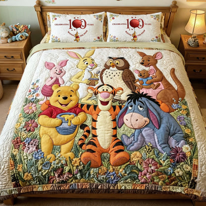 Honey Bear Celebrate 100 Years Of Friendship - Personalized Quilted Bedding Set TC100090