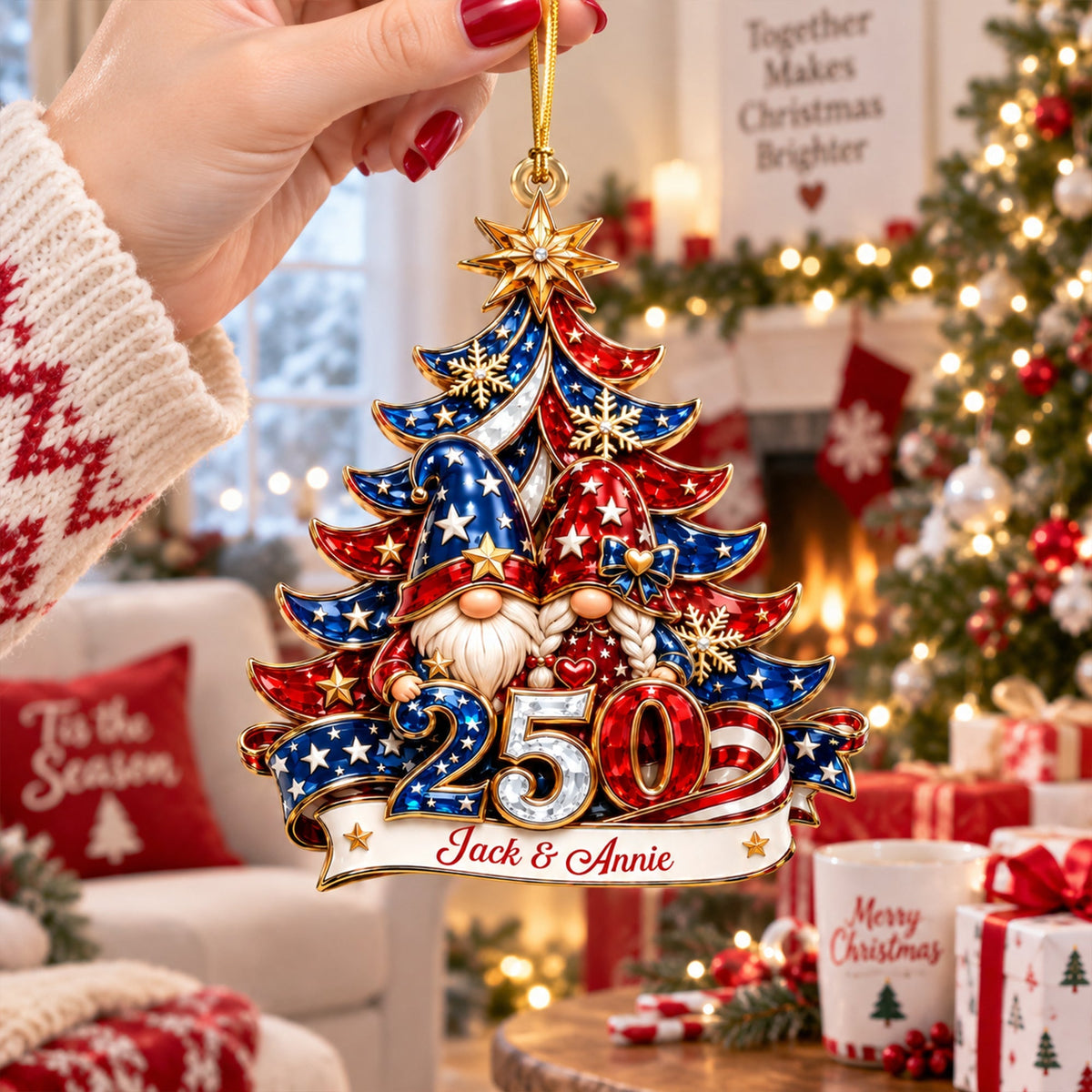 Lovely Gnome Couple - Personalized Ornament Gifts TC100173
