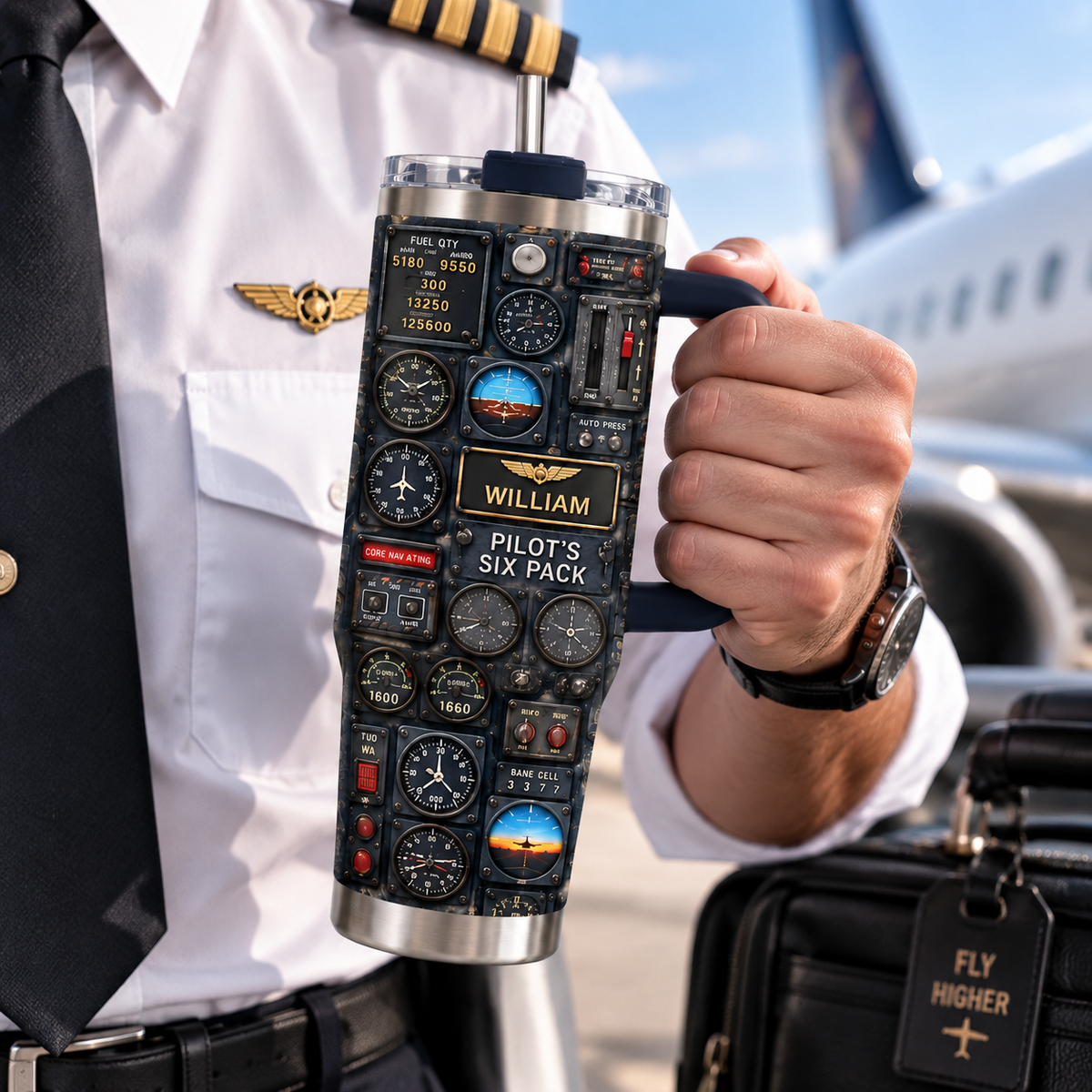 Pilot's Cockpit - Personalized 40oz Tumbler With Handle TC100081