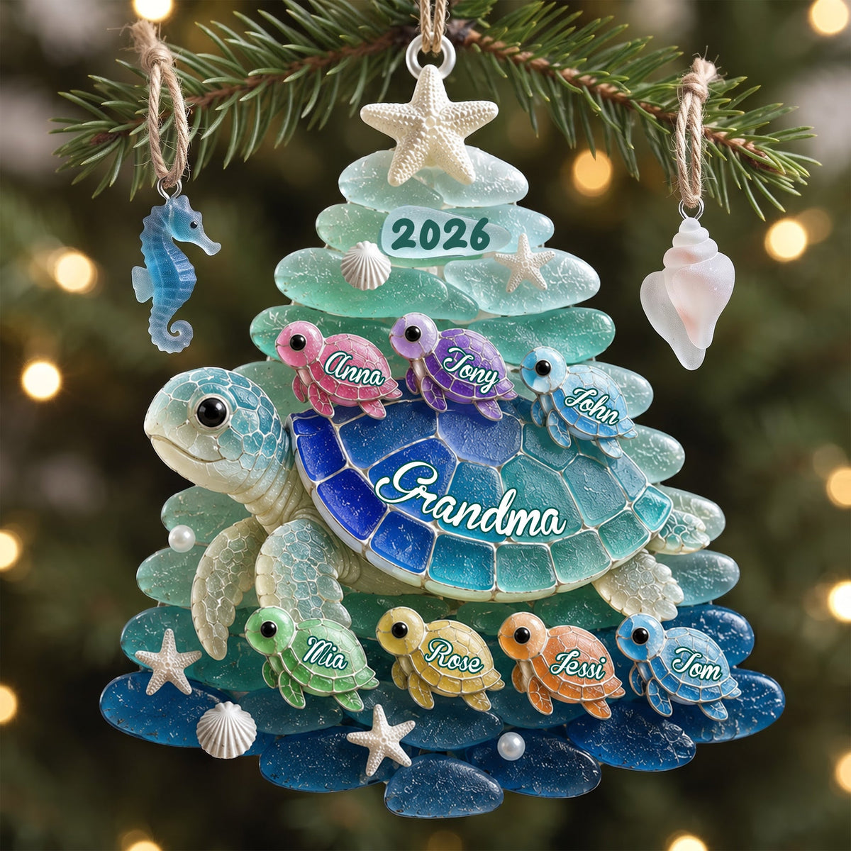 Blessed To Be Called Grandma Turtle - Personalized Ornament Gifts VT100153