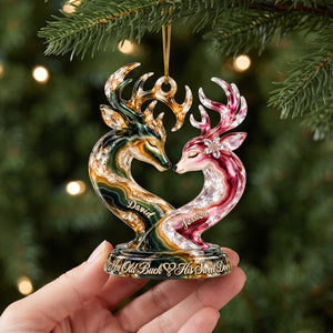 Old Buck And his Sweet Doe Marble Effect - Personalized Ornament Gifts KN100271