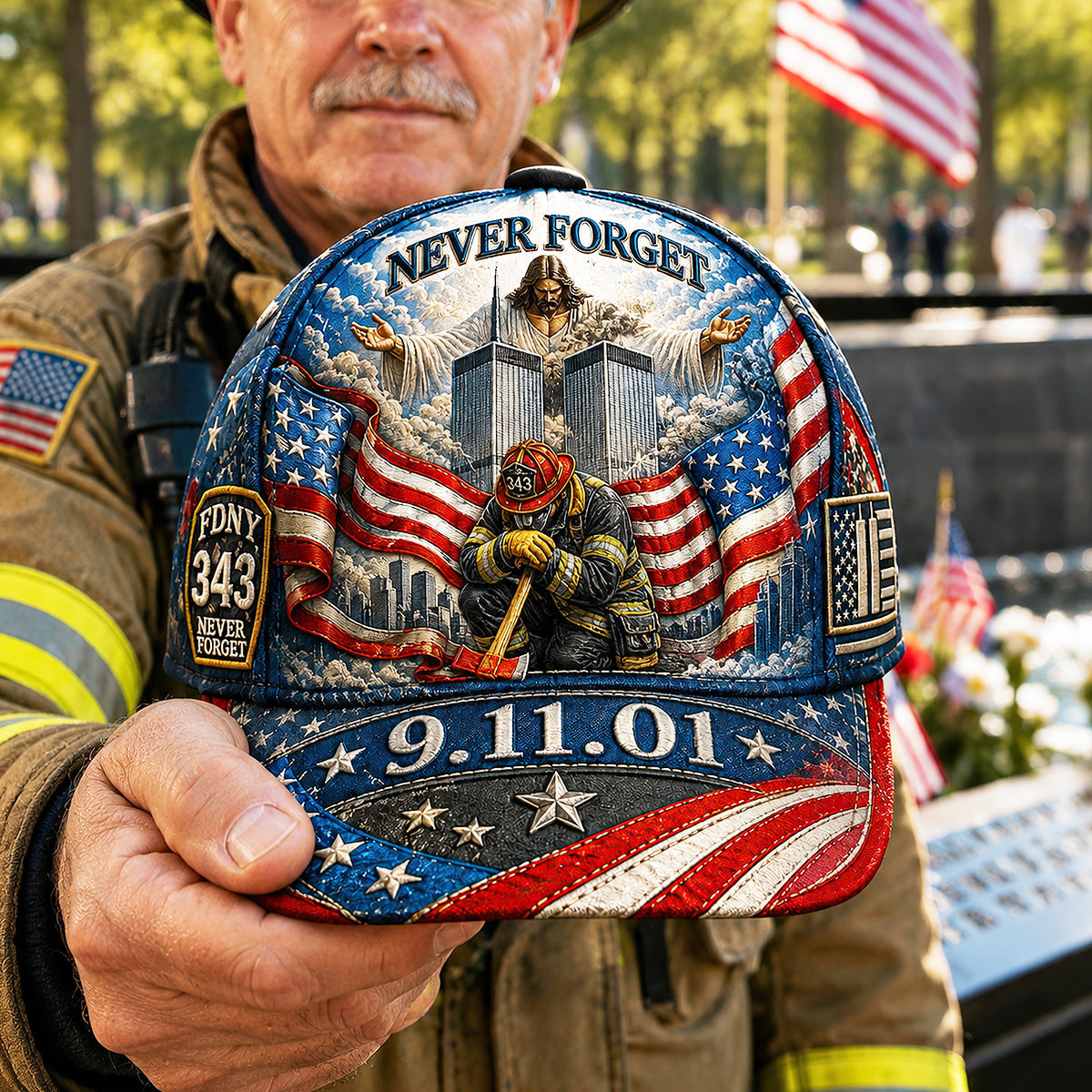 God Blessed Our Fallen Firefighters Memorial - Personalized Classic Cap - Patriotic Gift For Americans TC100003