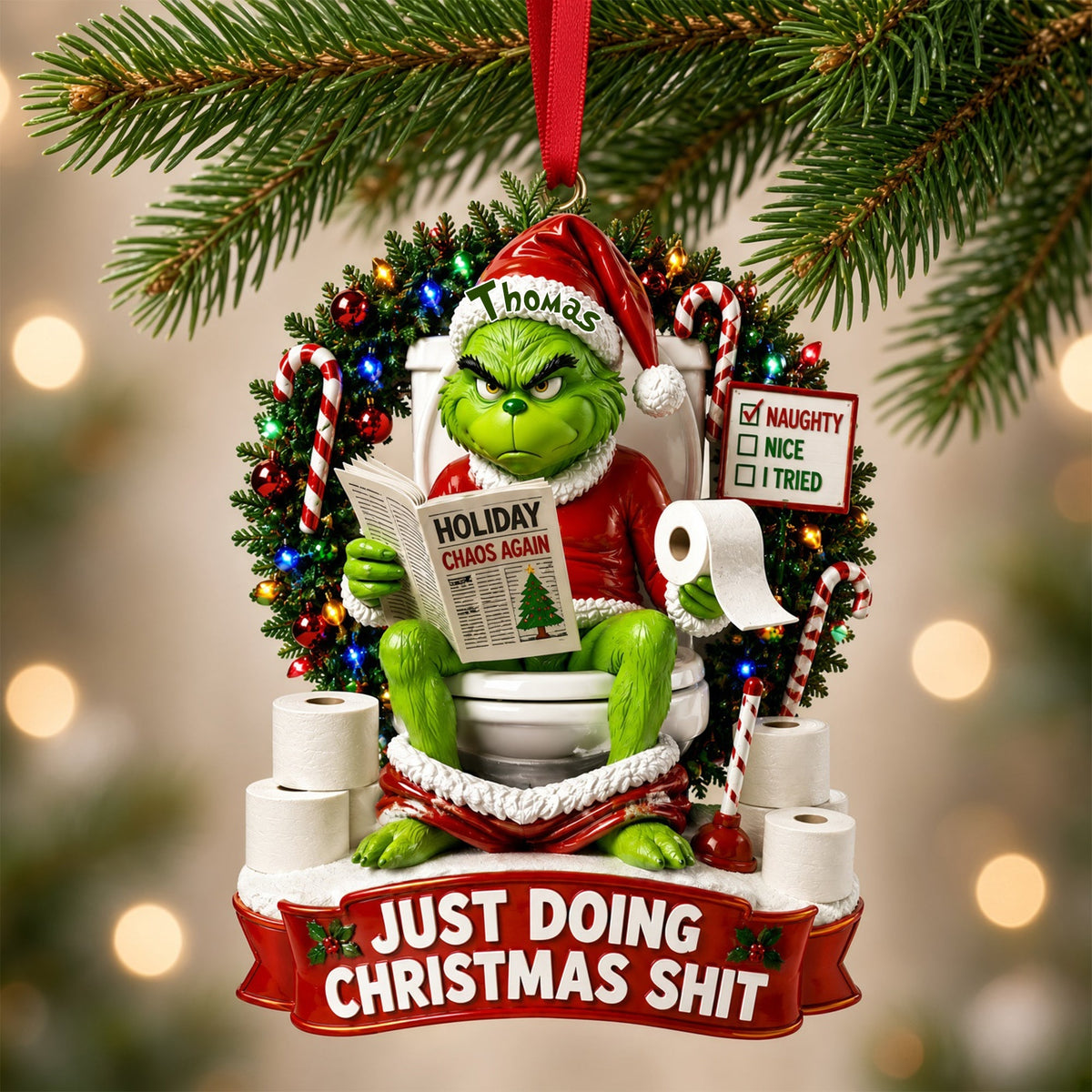 Hilarious Character Bathroom - Personalized Ornament Gifts TC100161