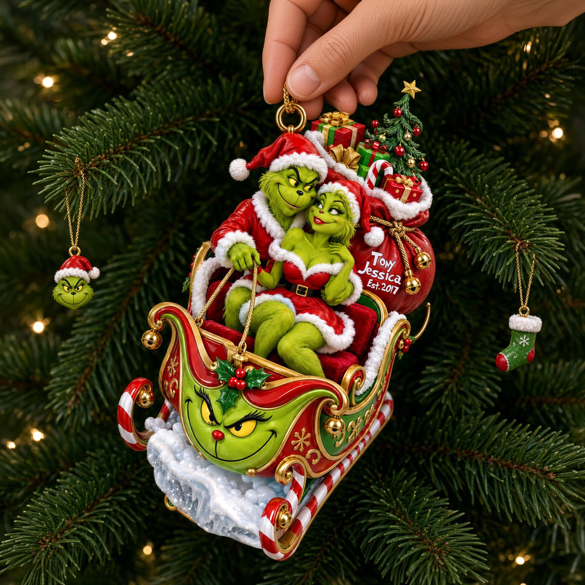 Fun Mischievous Snow Ride - Personalized Ornament Gifts TC100163