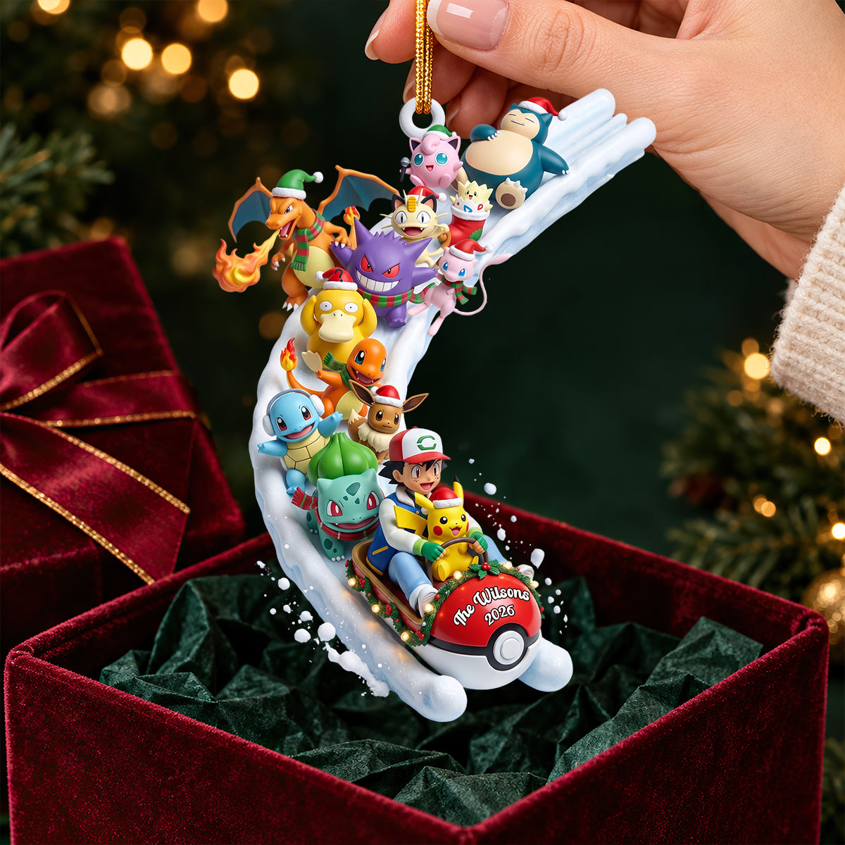 Cute Monster On Snow Slide - Personalized Ornament Gifts TC100149