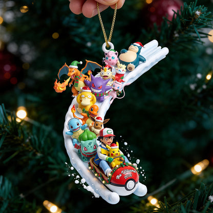 Cute Monster On Snow Slide - Personalized Ornament Gifts TC100149