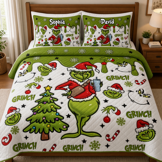 Green Monster - Personalized Quilted Bedding Set TC100111