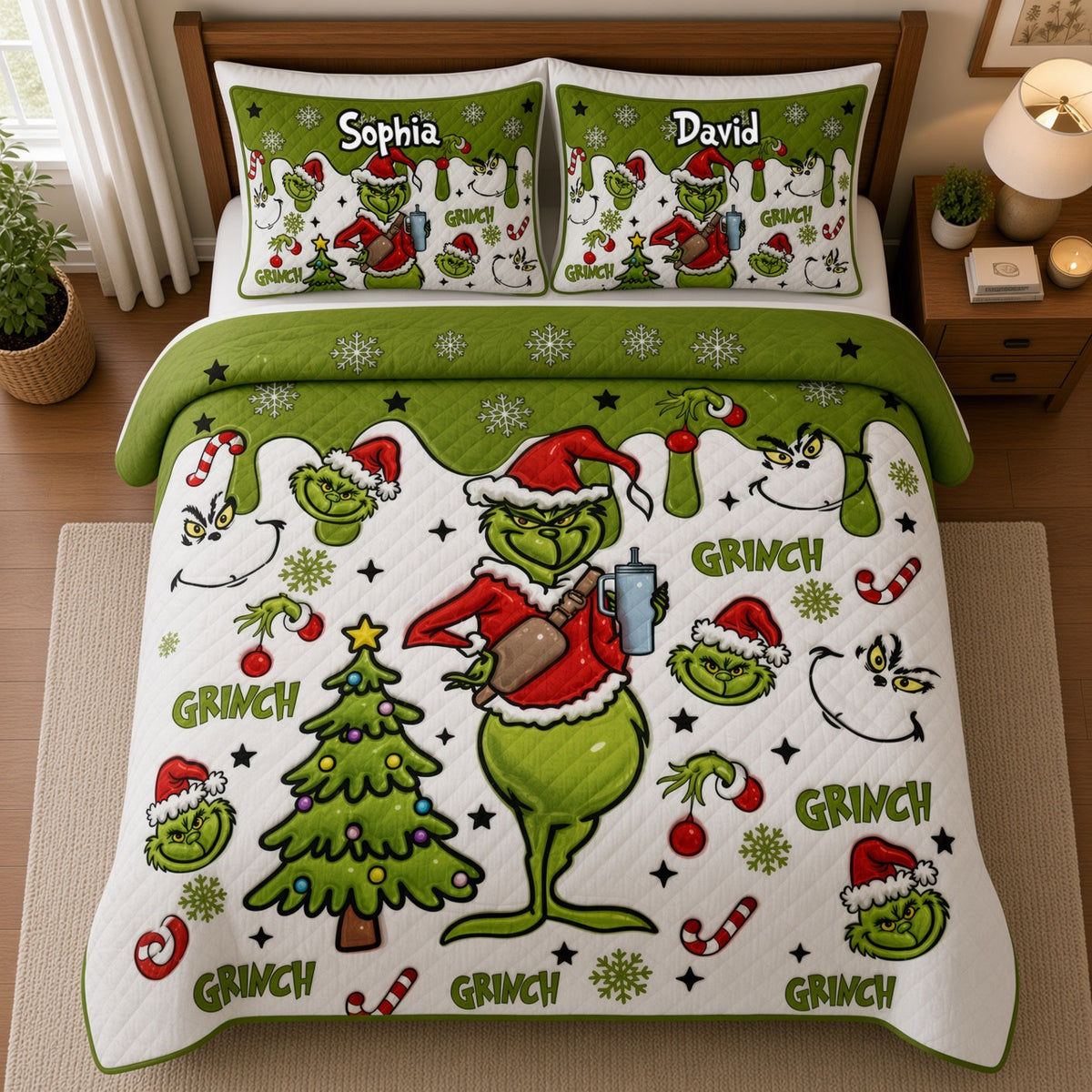 Green Monster - Personalized Quilted Bedding Set TC100111
